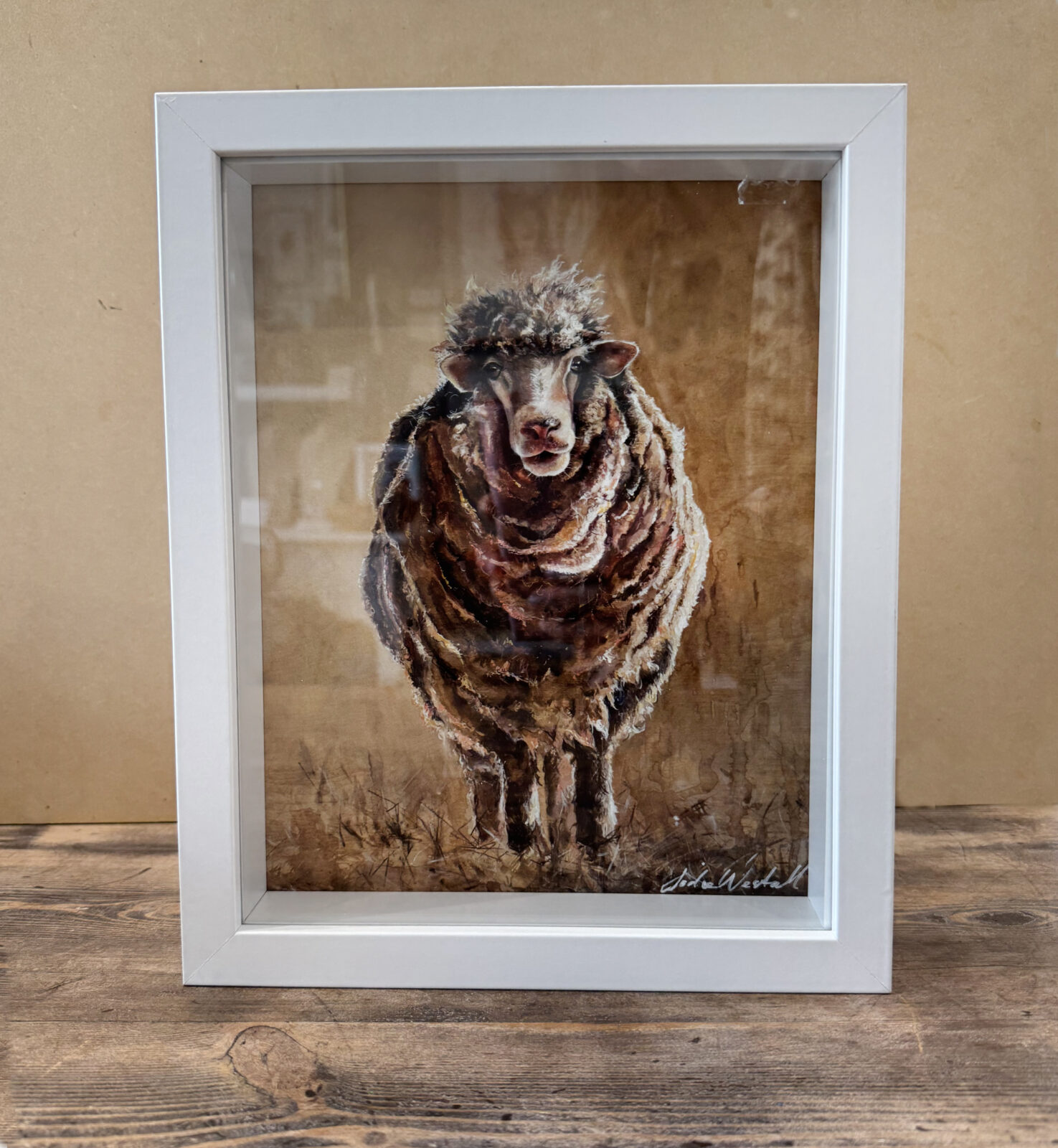 Framed Painting of a Sheep by Jodie Westall Artist
