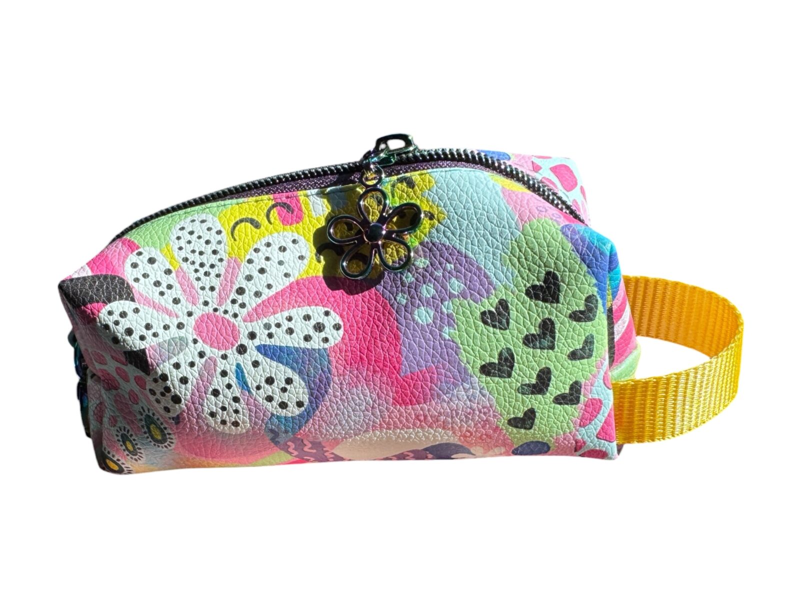 Abstract floral boxy pouch
