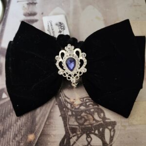 Gothic Large Bow Scrunchie Navy with Dangle