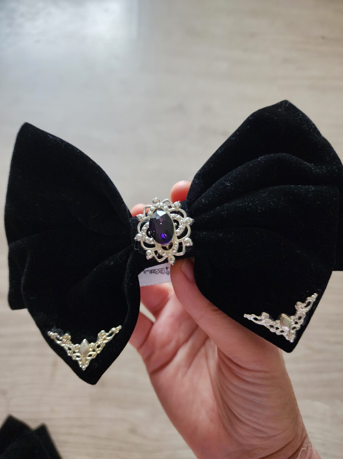 Gothic Large Bow Hair Clip Purple - Image 2