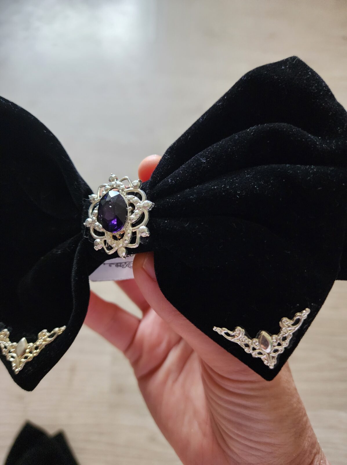 Gothic Large Bow Hair Clip Purple - Image 3