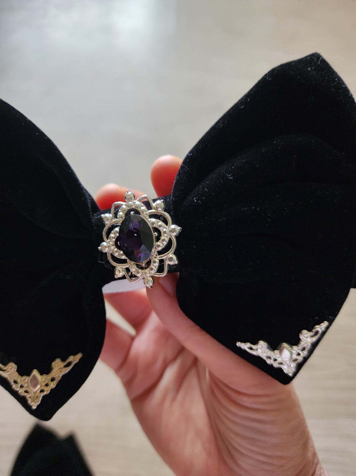 Gothic Large Bow Hair Clip Purple - Image 4