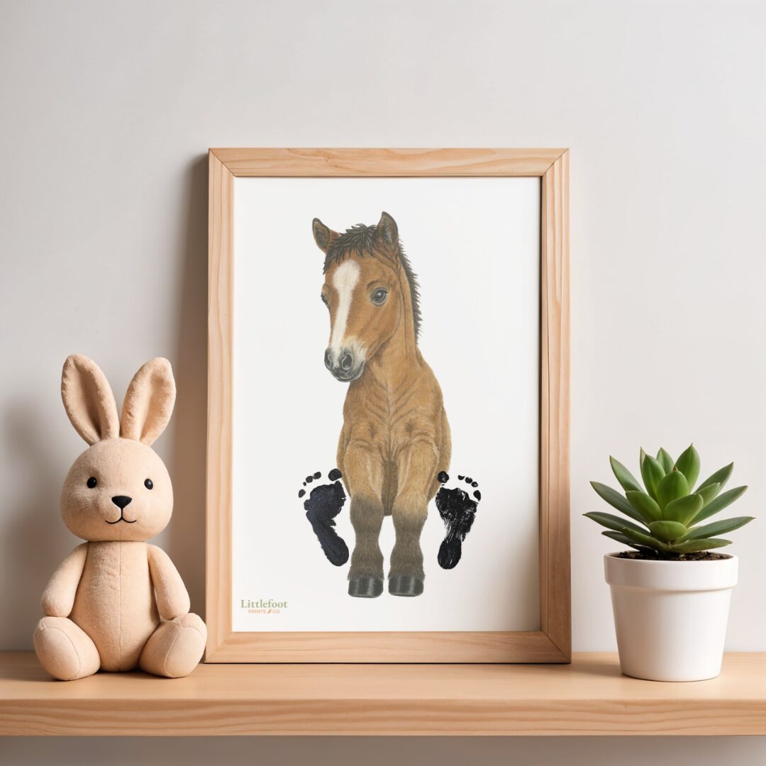 Hand Drawn Horse / Pony Print - Add Your baby's Footprints - Image 2