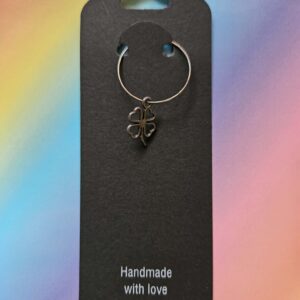 Wine glass charm approx 4cms 4 leaf clover pewter