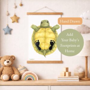 Hand Drawn Tortoise Print - Add Your baby's Footprints