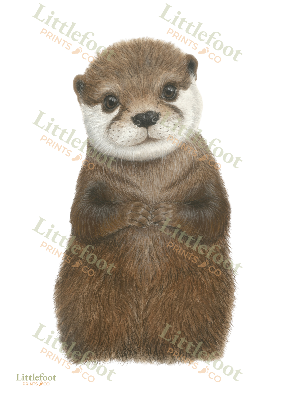 Hand Drawn Otter Print - Add Your baby's Footprints - Image 3
