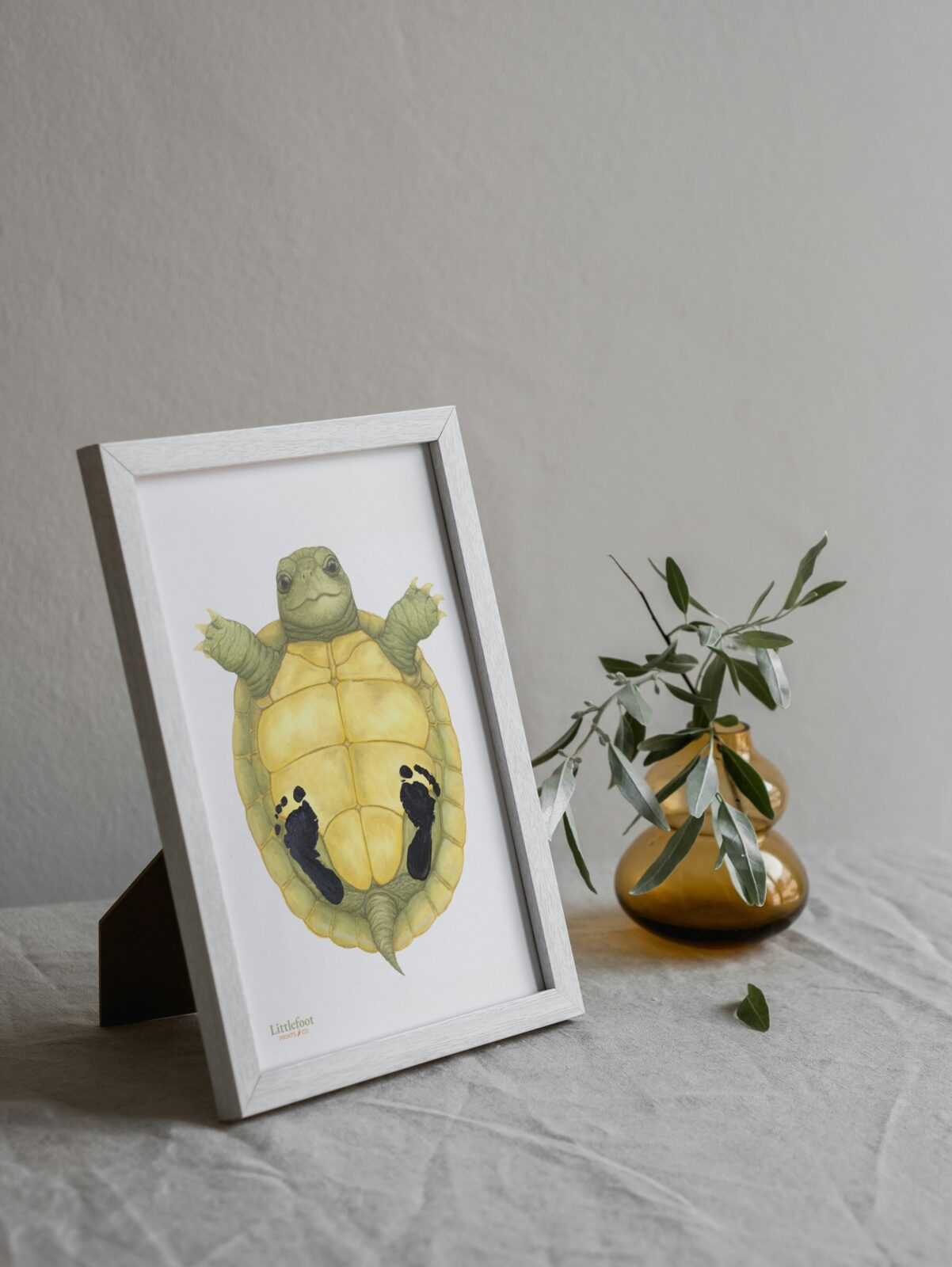 Hand Drawn Tortoise Print - Add Your baby's Footprints - Image 2