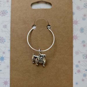 Wine glass charm approx 4cms animals dog bulldog