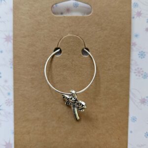 Wine glass charm approx 4cms dragonfly silver2