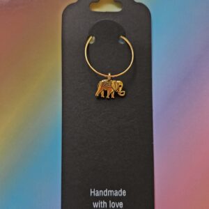 Wine glass charm approx 4cms gold elephant