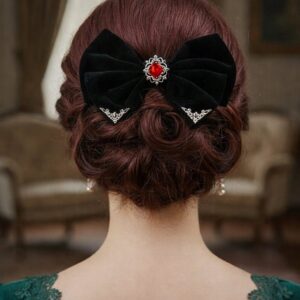 Gothic Large Bow Hair Clip Red