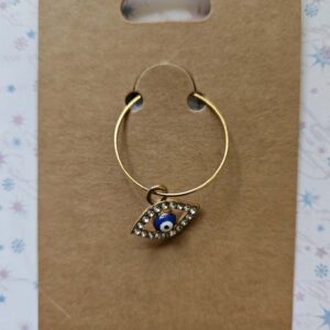 Wine glass charm approx 4cms greek eye blue mati