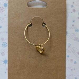 Wine glass charm approx 4cms heart gold