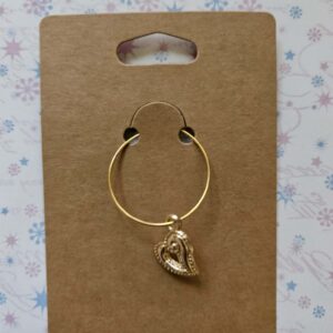 Wine glass charm approx 4cms heart gold1