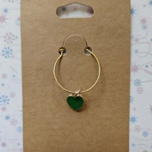 Wine glass charm approx 4cms heart green