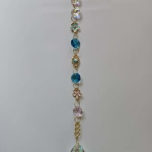 Large suncatcher approx 25 cms hearts and flower, blue and pink