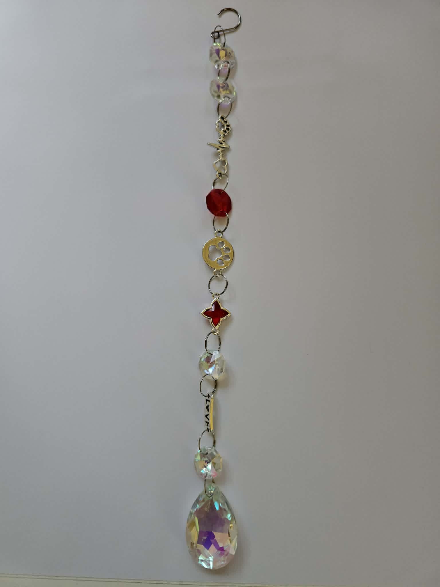 Large suncatcher approx 25 cms pet red star paw heartbeat