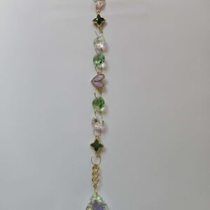 Large suncatcher approx 25 cms star heart green pink crystal
