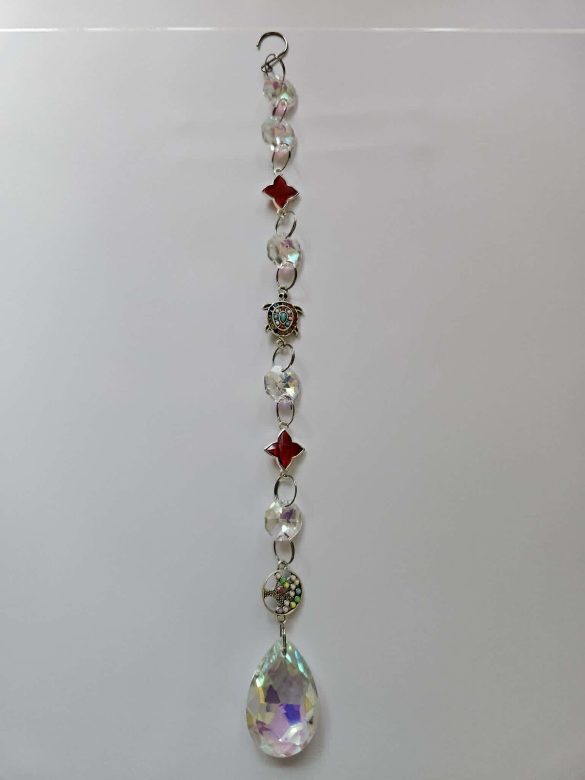 Large suncatcher approx 25 cms turtle star family tree red crystal