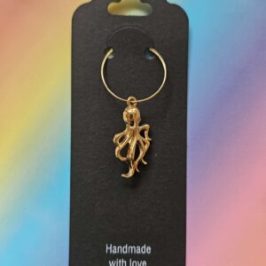 Wine glass charm approx 4cms octopus gold