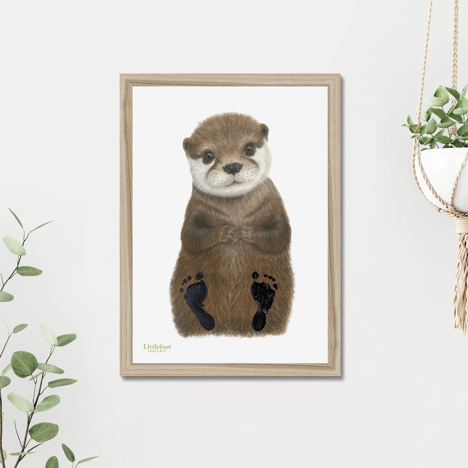 Hand Drawn Otter Print - Add Your baby's Footprints - Image 2