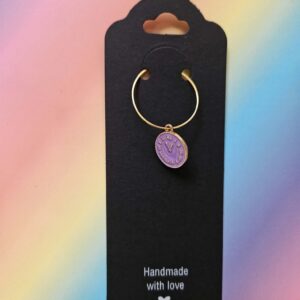 Wine glass charm approx 4cms purple clock