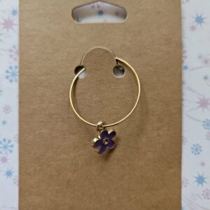 Wine glass charm approx 4cms purple flower1