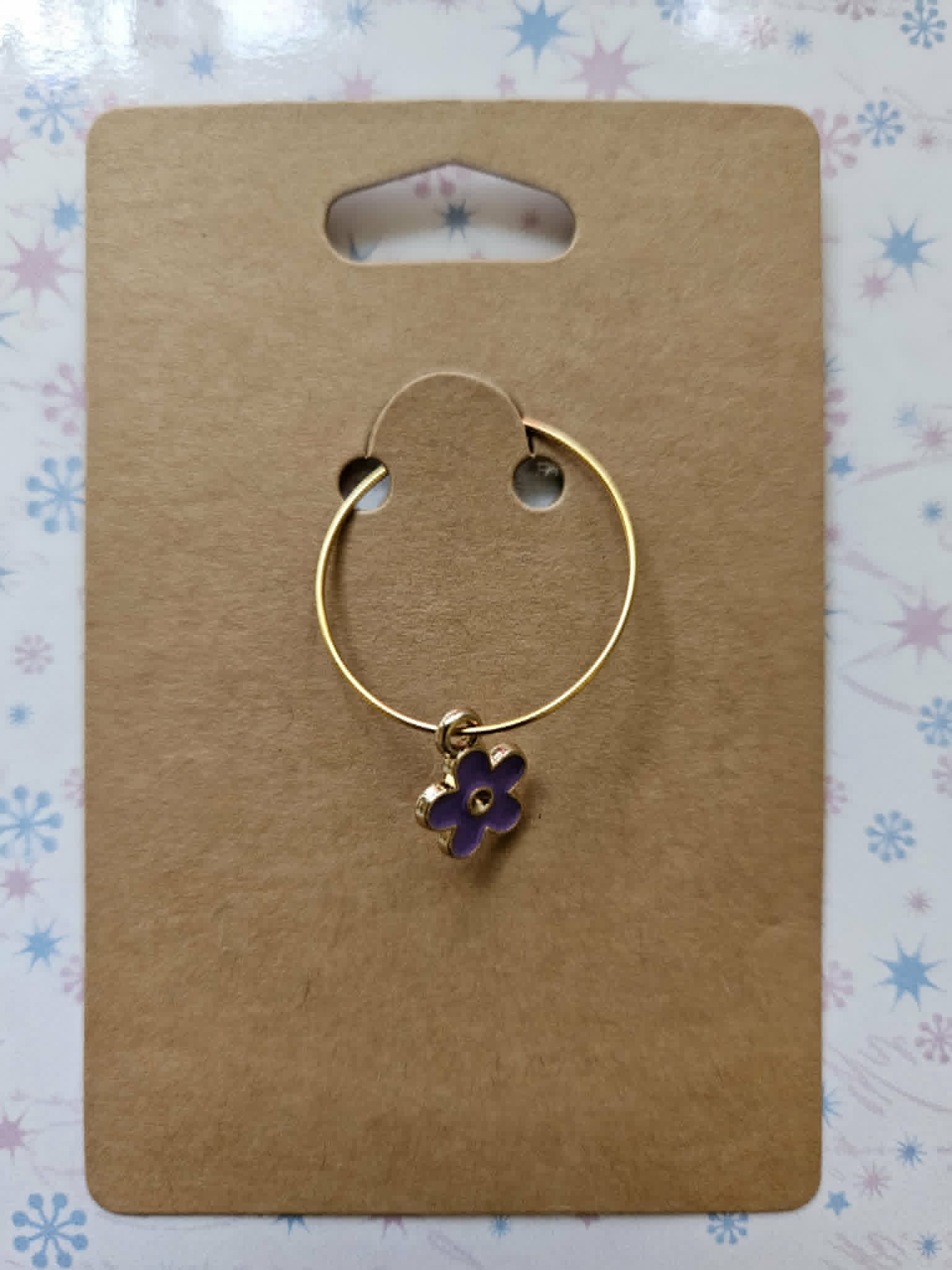 Wine glass charm approx 4cms purple flower1