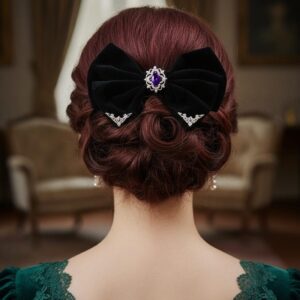 Gothic Large Bow Hair Clip Purple