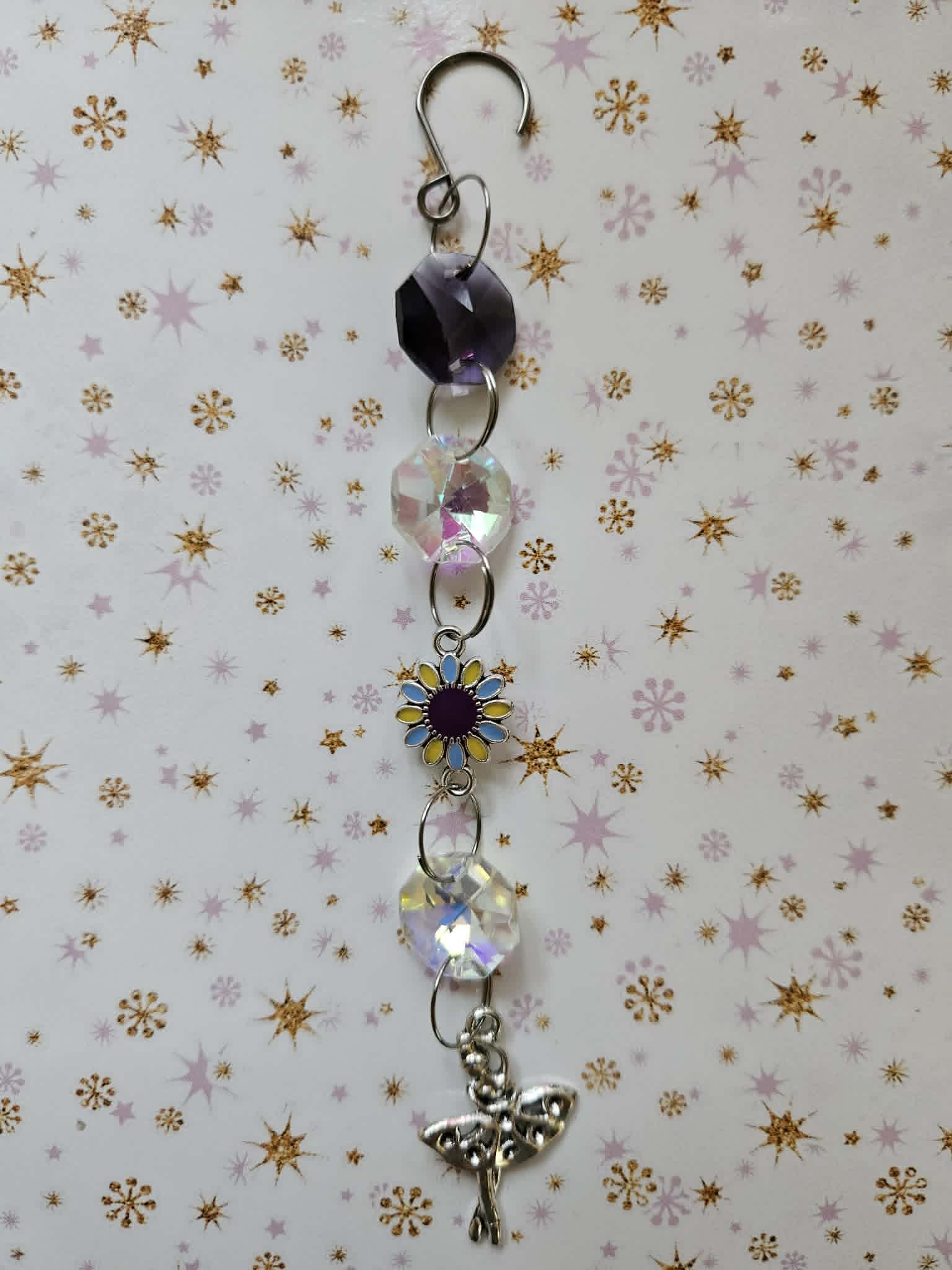 Small suncatcher approx 15 cms ballerina flower blue yellow