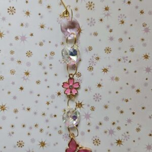 Small suncatcher approx 15 cms butterfly flower pink