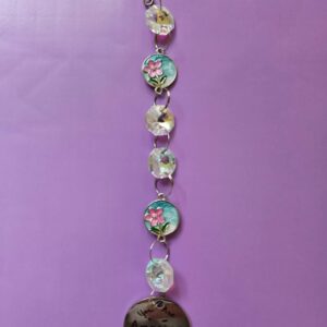 Medium suncatcher approx 20 cms inspirational flowers blue and pink