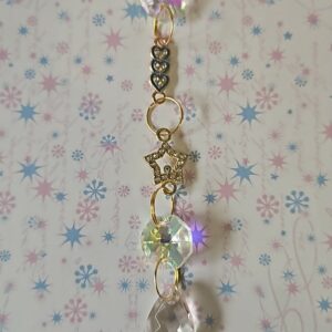 Small suncatcher approx 15 cms star hearts blue crystal
