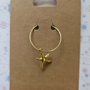 Wine glass charm approx 4cms starfish gold1