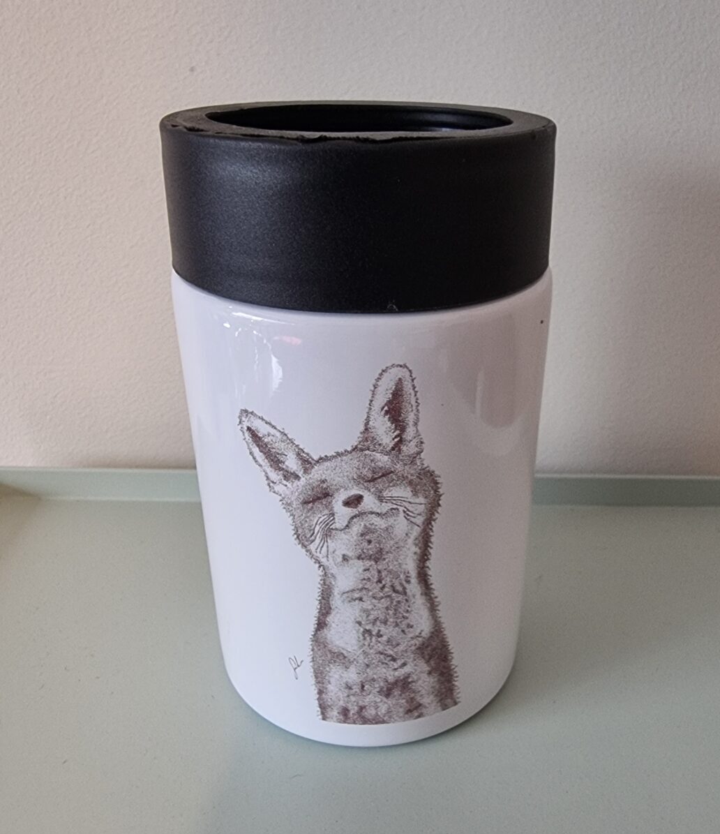 Fox Pointillism Can Cooler