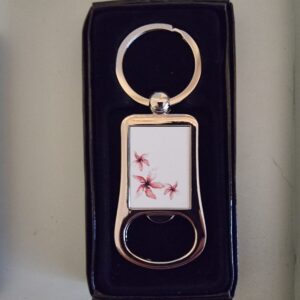 Pink Flowers Bottle Opener Keyring