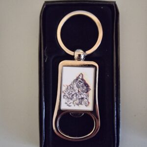 Bengal Cat Pointillism Bottle Opener Keyring