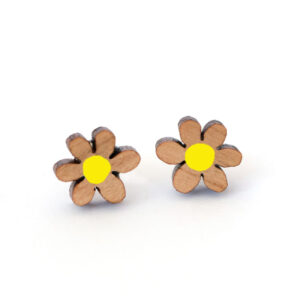 Yellow daisy studs- wood